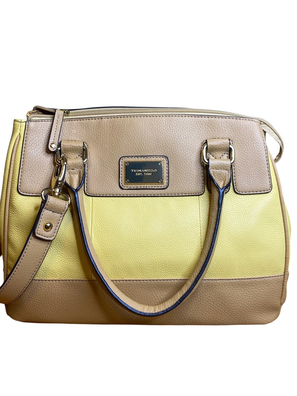 Tignanello Yellow Leather Shoulder Bag Crossbody Bag